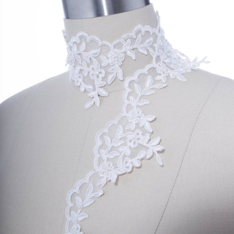 Bridal Lace Trim Polyester Leaf Motif 3"