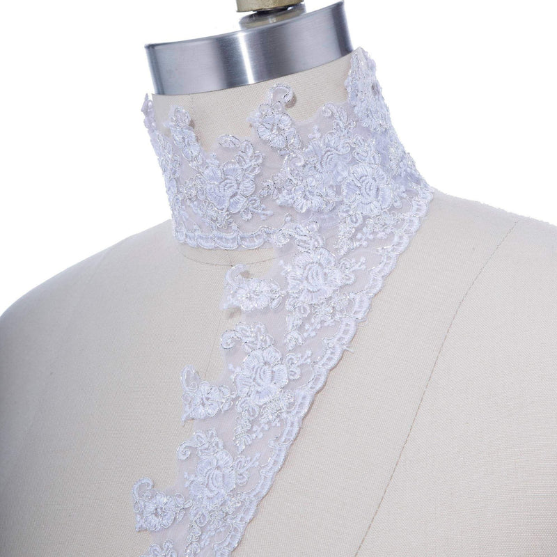 Bridal Lace Trim White Silver Sheer