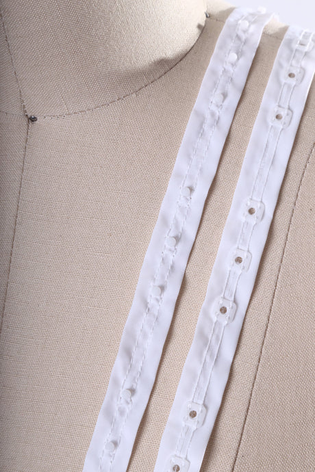 Snap Tape Trim White Cotton 3/4in