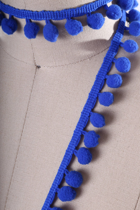 Pom Pom Trim Royal Blue Mini Fringe