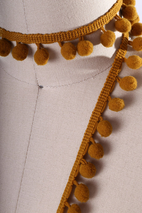 Pom Pom Trim Tawny Brown Mini