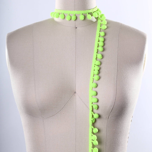 Pom Pom Trim Neon Green 7/8"