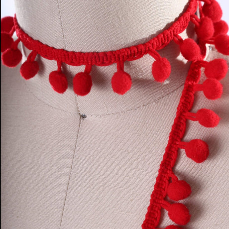 Pom Pom Trim Apple Red