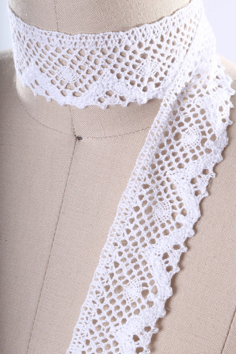 Cluny Cotton Lace Trim White 1.5 Inch