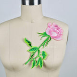 Rose Embroidery Patch Pink
