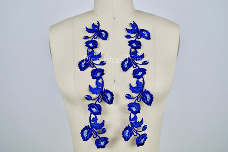 Flower Patch Royal Blue Embroidered Iron-On Applique
