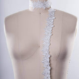 Bridal Lace Trim White Silver Rose