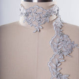 Lace Trim Silver Beaded 3 Inch