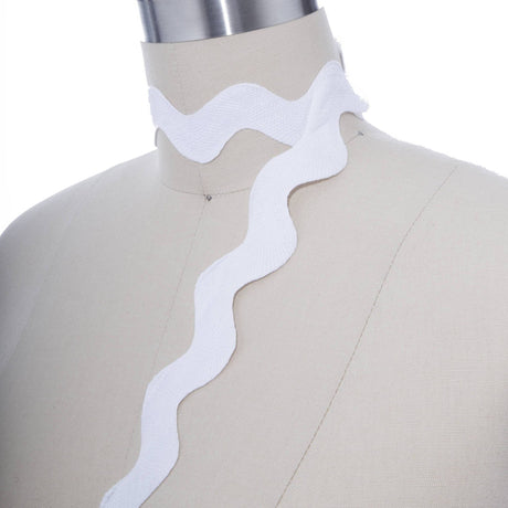 Ric Rac Trim Jumbo White Cotton 1"