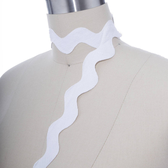 Ric Rac Trim Jumbo White Cotton 1"