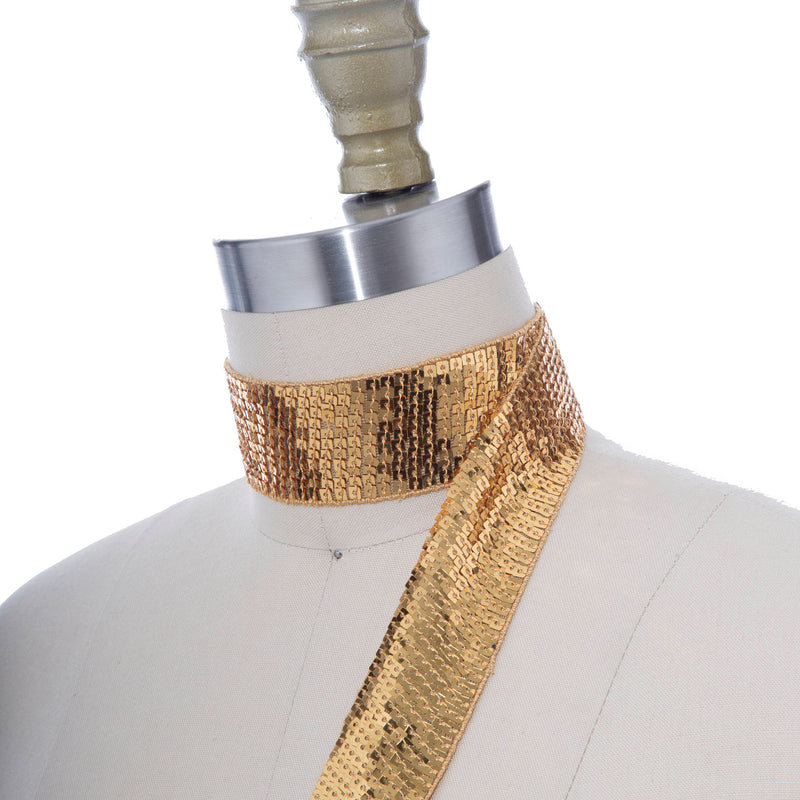 Sequin Ribbon Trim Gold 1.75 Inch