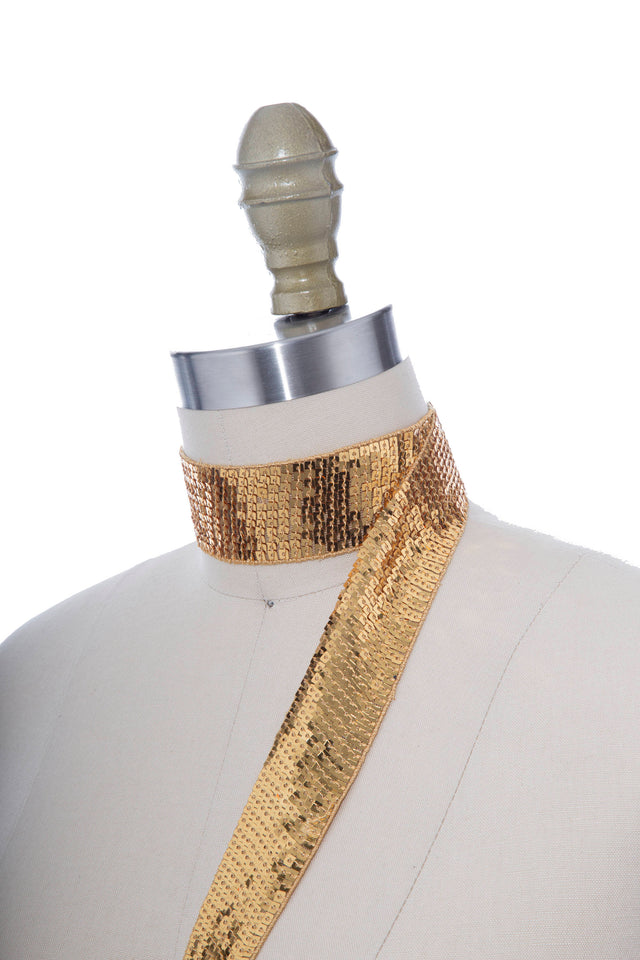 Sequin Ribbon Trim Gold 1.75 Inch