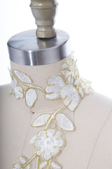 Alencon Lace Trim White Gold Metallic 2.75"