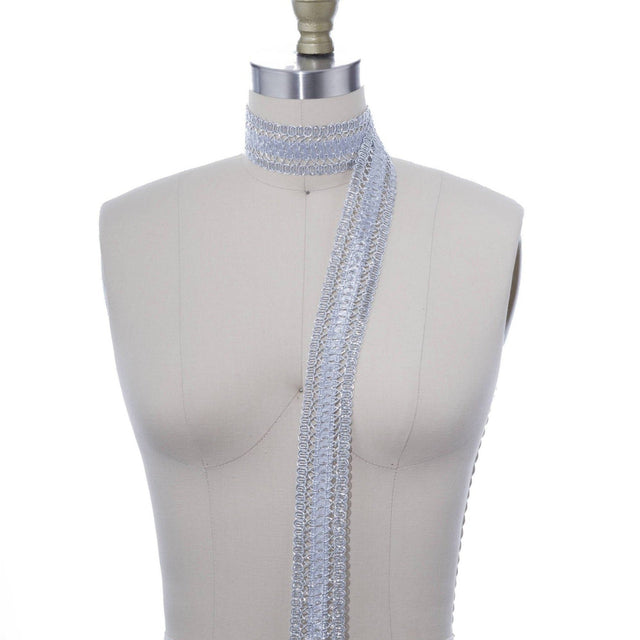 Metallic Woven Gimp Trim 1.75" Silver Gold