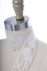 Flower Lace Trim White Silver
