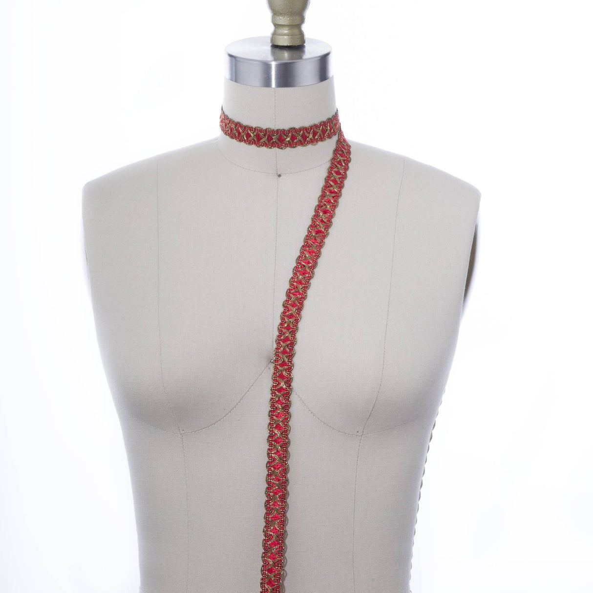 Gimp Trim Scarlet Red Antique Gold 5/8"