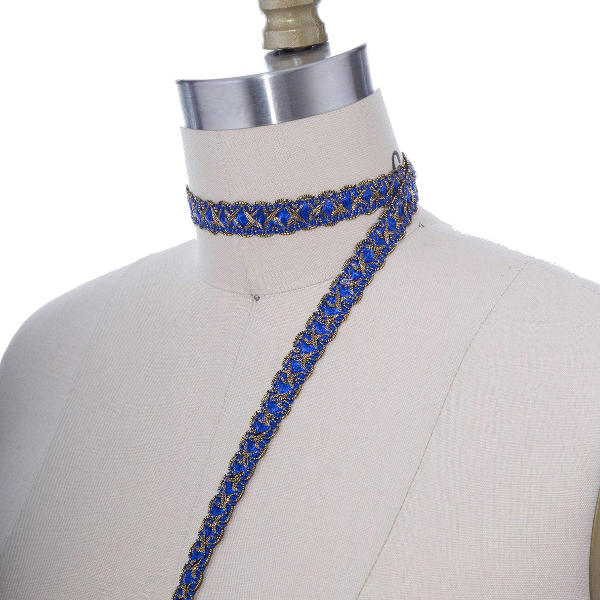 Gimp Trim Royal Blue Antique Gold 5/8"