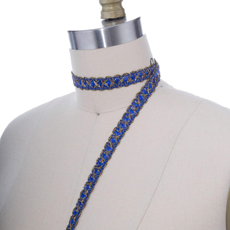Gimp Trim Royal Blue Antique Gold 5/8"