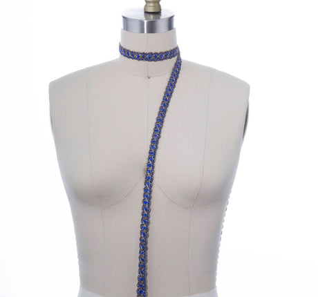 Gimp Trim Royal Blue Antique Gold 5/8"