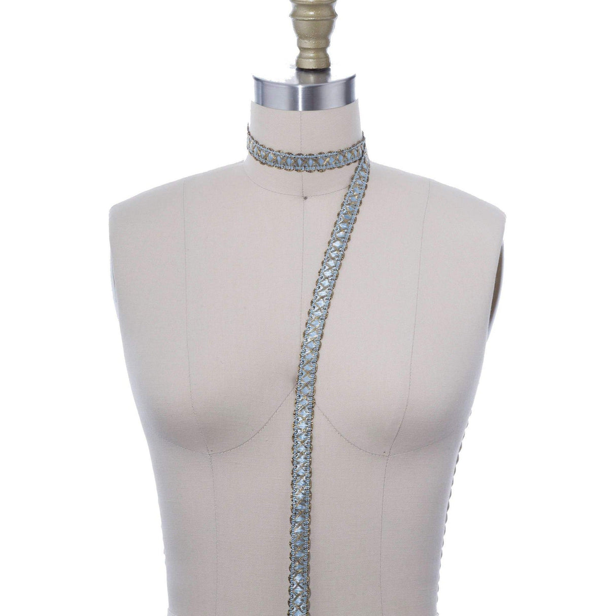 Gimp Trim Icy Blue Antique Gold 5/8"