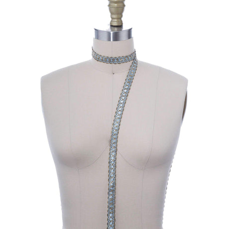 Gimp Trim Icy Blue Antique Gold 5/8"