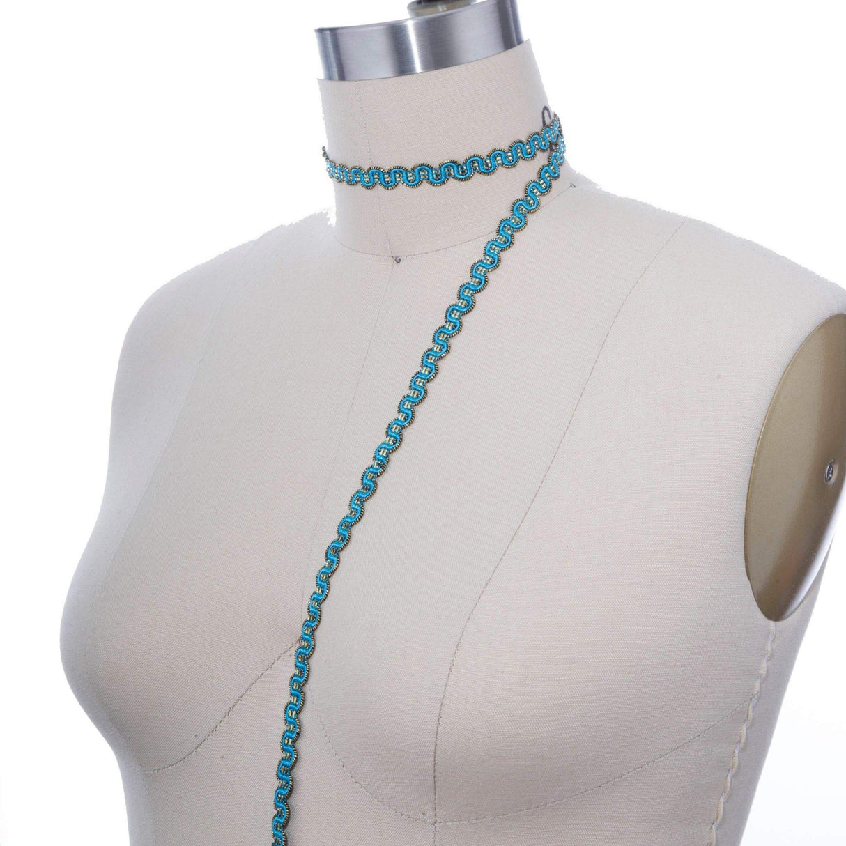 Gimp Trim Aqua Blue Gold 3/8 Inch