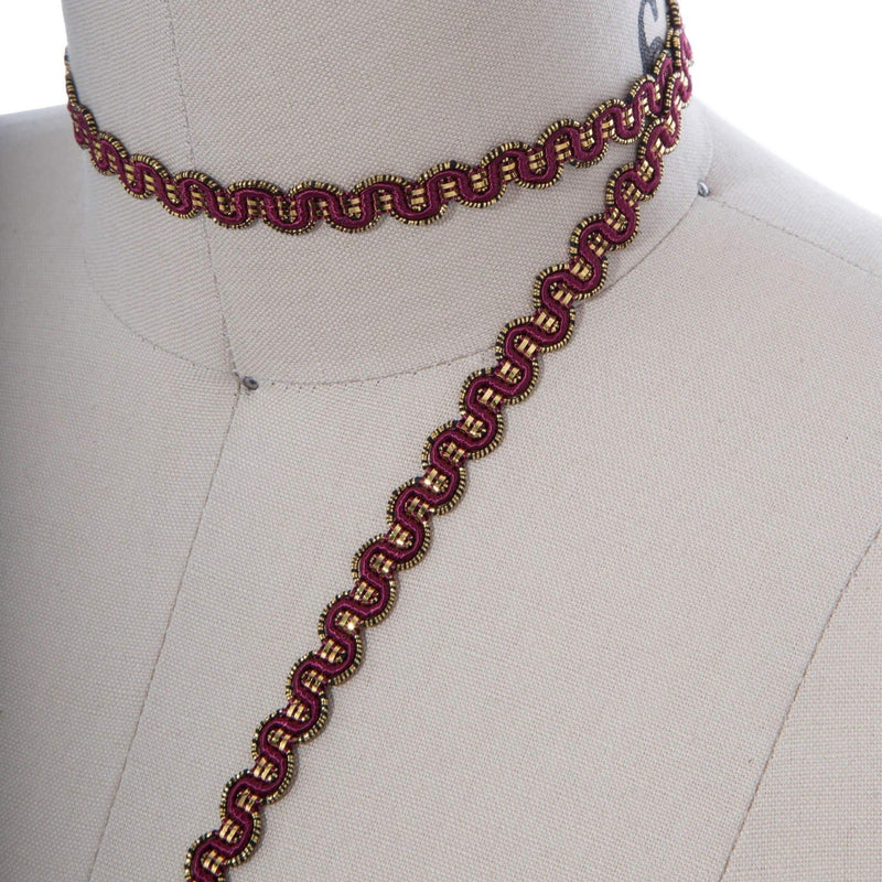 Gimp Trim Maroon Gold 3/8 Inch