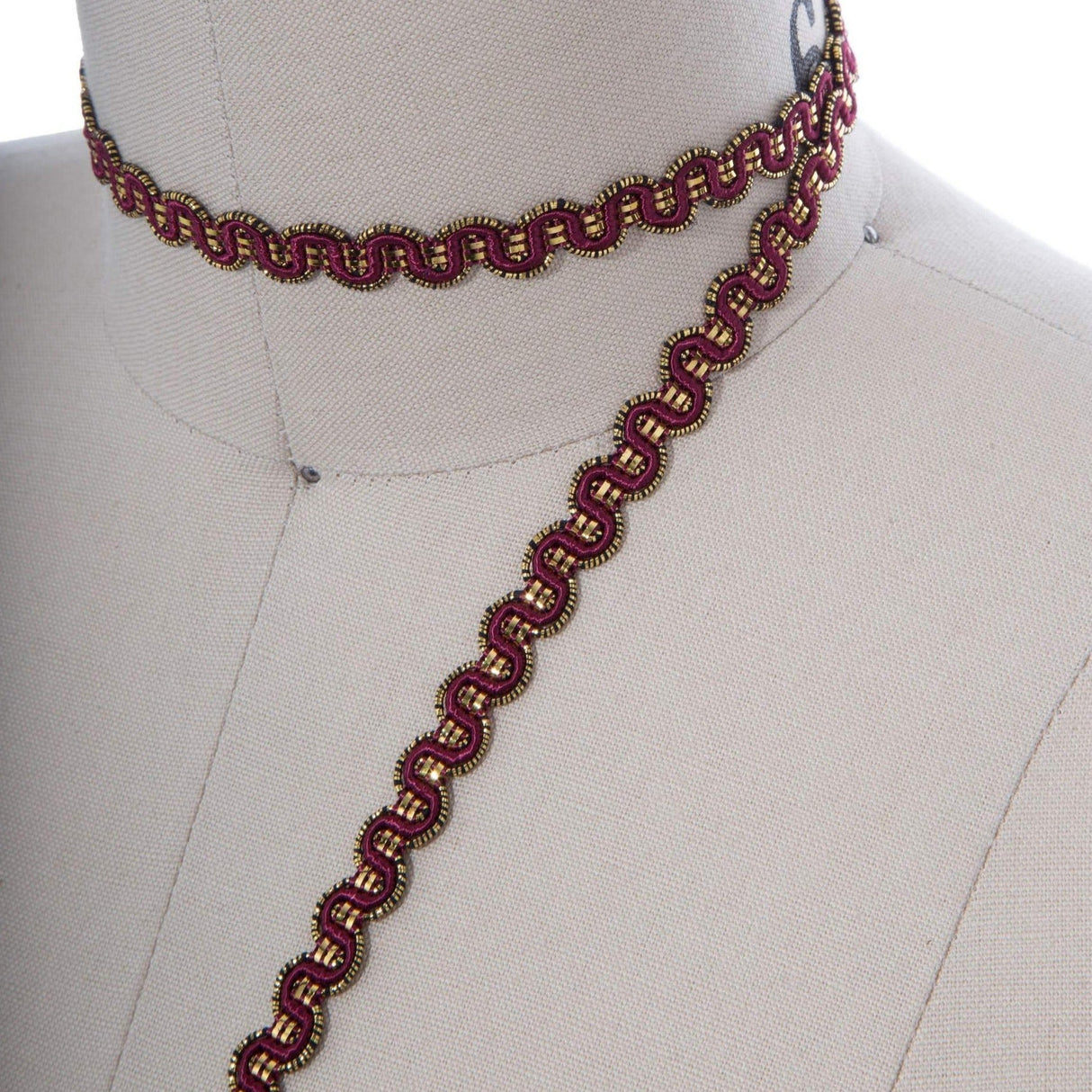 Gimp Trim Maroon Gold 3/8 Inch