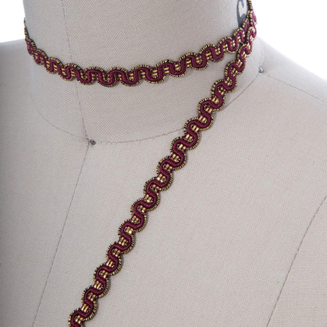 Gimp Trim Maroon Gold 3/8 Inch
