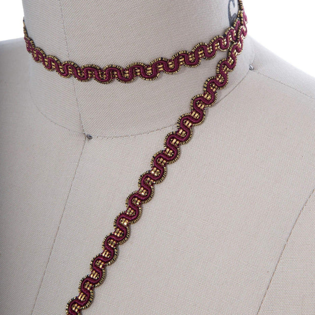 Gimp Trim Maroon Gold 3/8 Inch