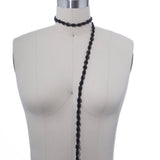 Pearl Beading Chiffon Trim Black 2 Yards
