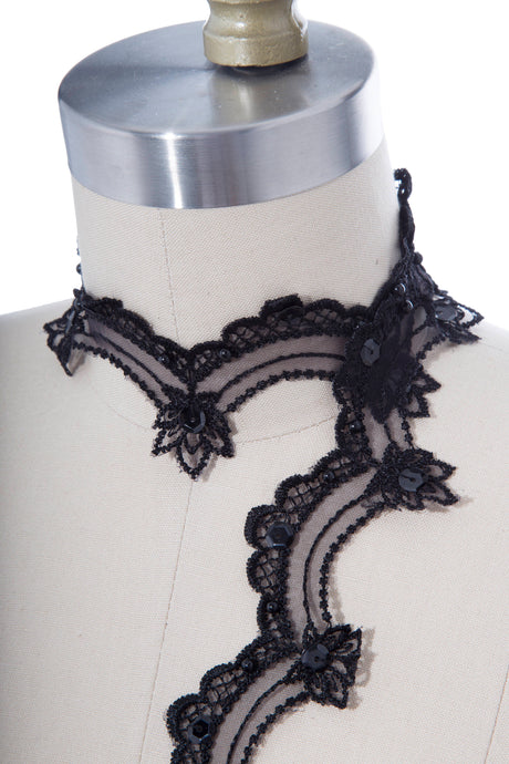 Beaded Lace Trim Black 1 Inch