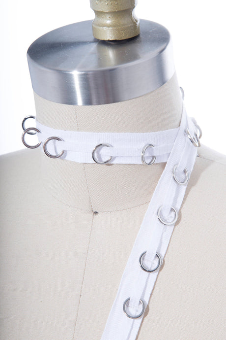 Eyelet Tape Trim Cotton Silver Rings