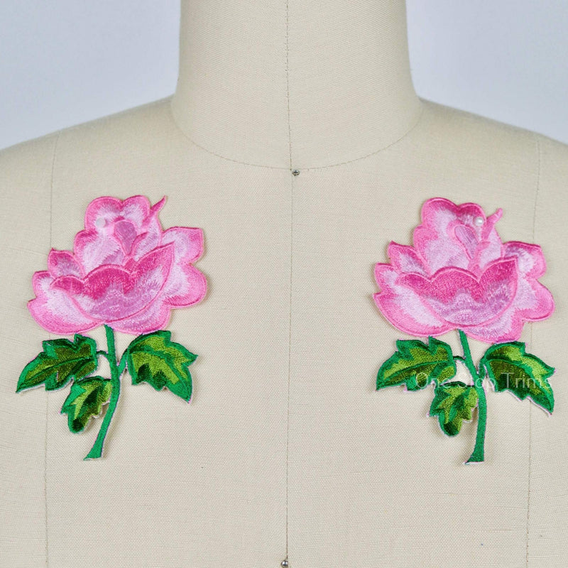 Flower Patch Baby Pink Embroidered Applique