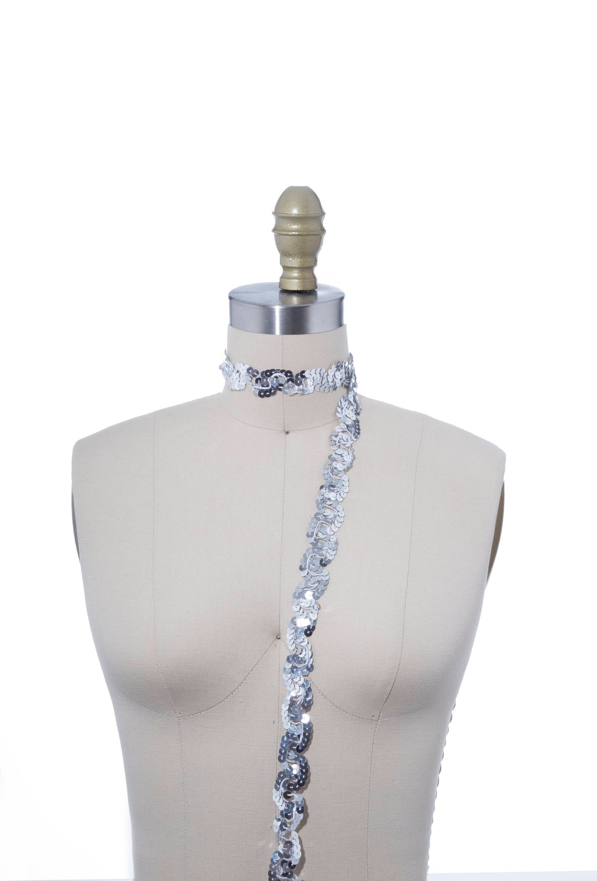 Sequin Trim Silver 1 Inch