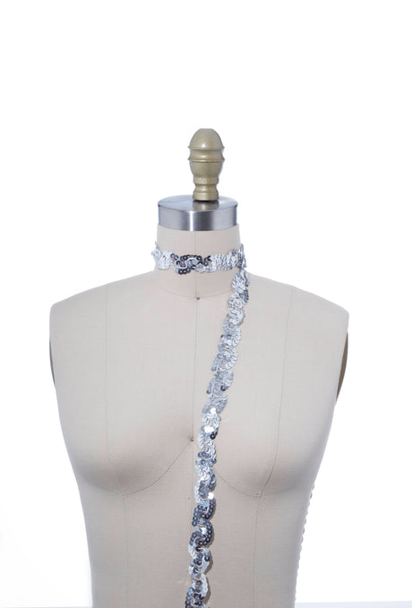 Sequin Trim Silver 1 Inch