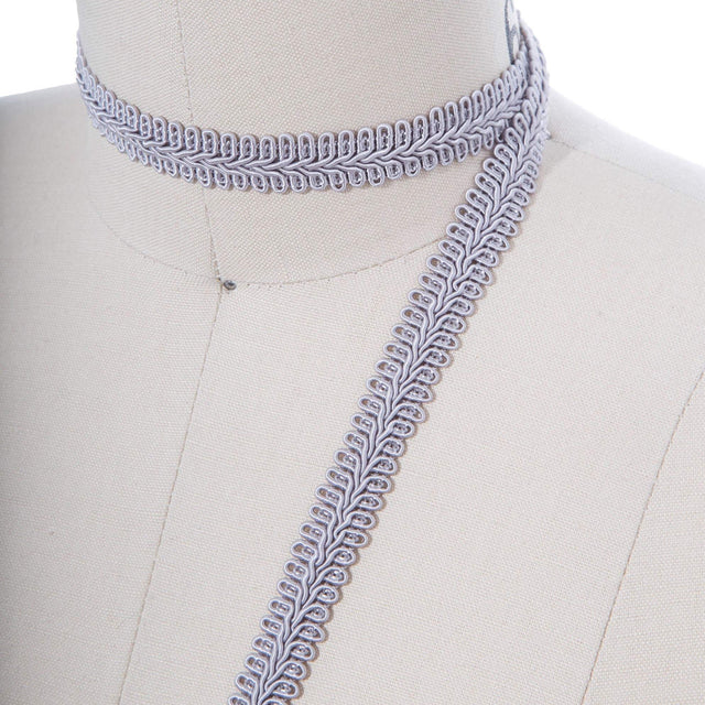 Braided Gimp Trim Light Gray 5/8"