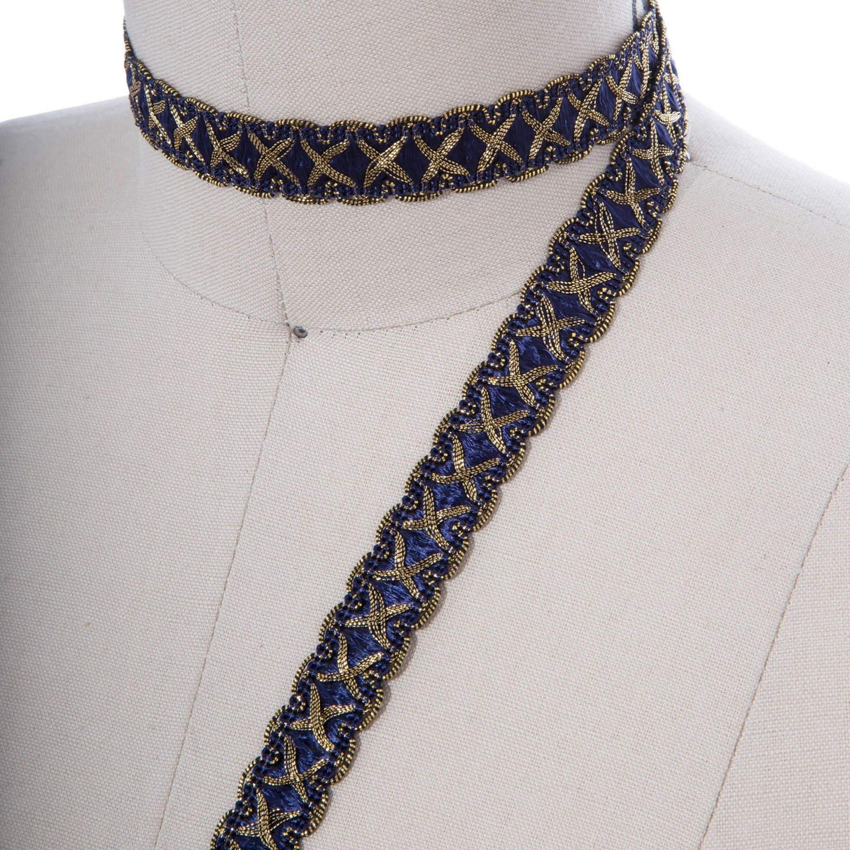 Gimp Trim Navy Blue Gold 5/8"
