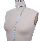 Sequined Ribbon Trim Silver Scroll Design