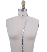 Sequined Ribbon Trim Silver Scroll Design