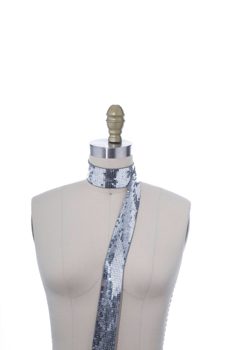 Sequined Ribbon Trim 1.75" Silver Gold