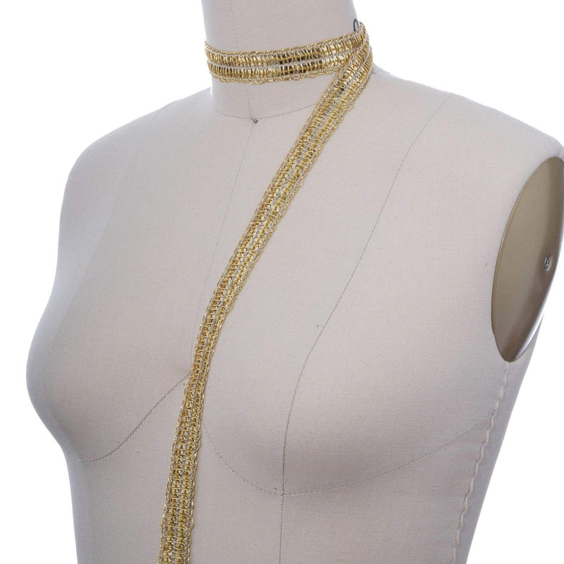 Sequin Ribbon Trim Gold Two-Line