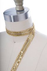 Sequin Ribbon Trim Gold Two-Line