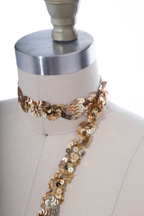 Sequin Trim Gold Wave Shape