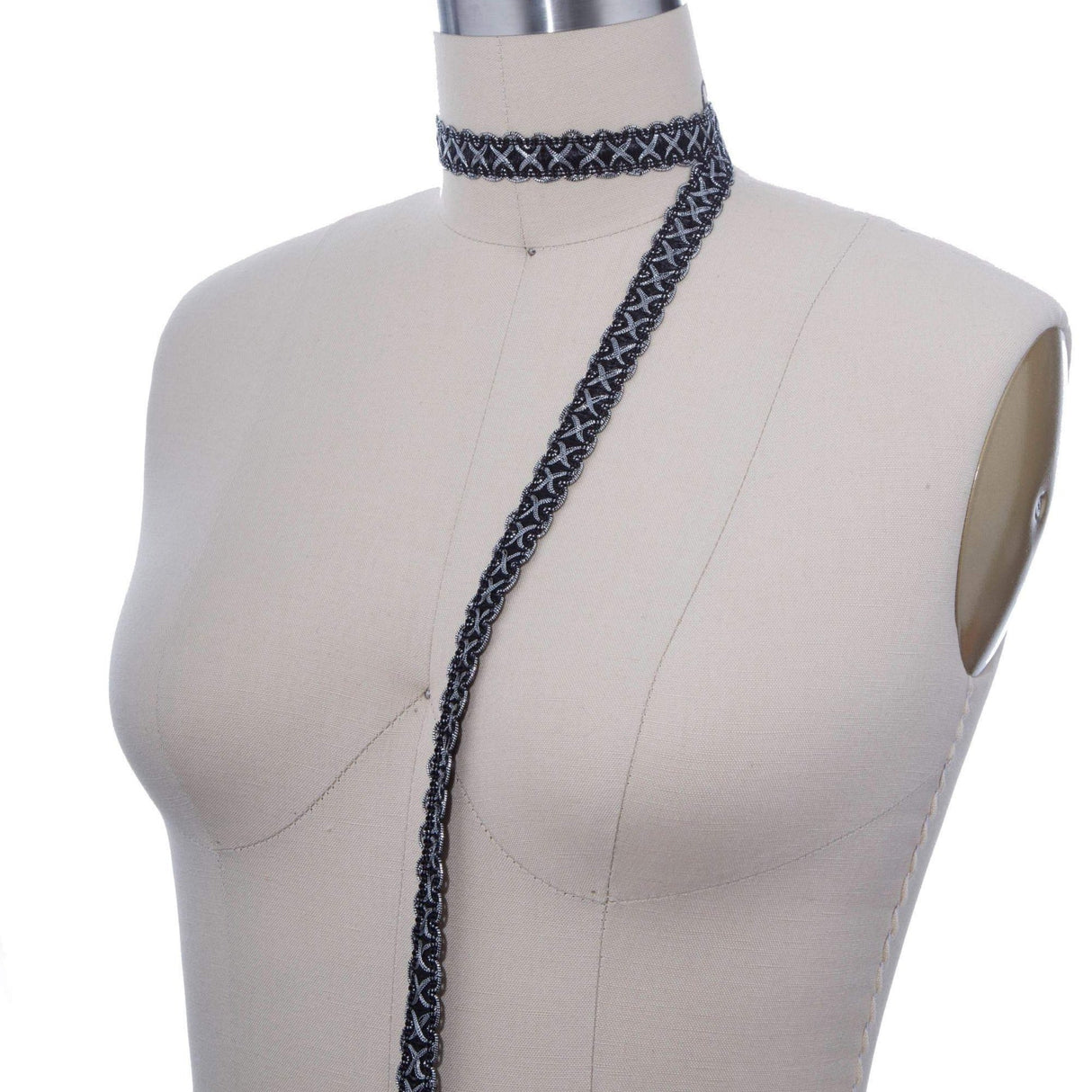 Gimp Trim Black Silver 5/8 Inch