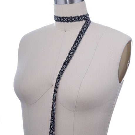 Gimp Trim Black Silver 5/8 Inch
