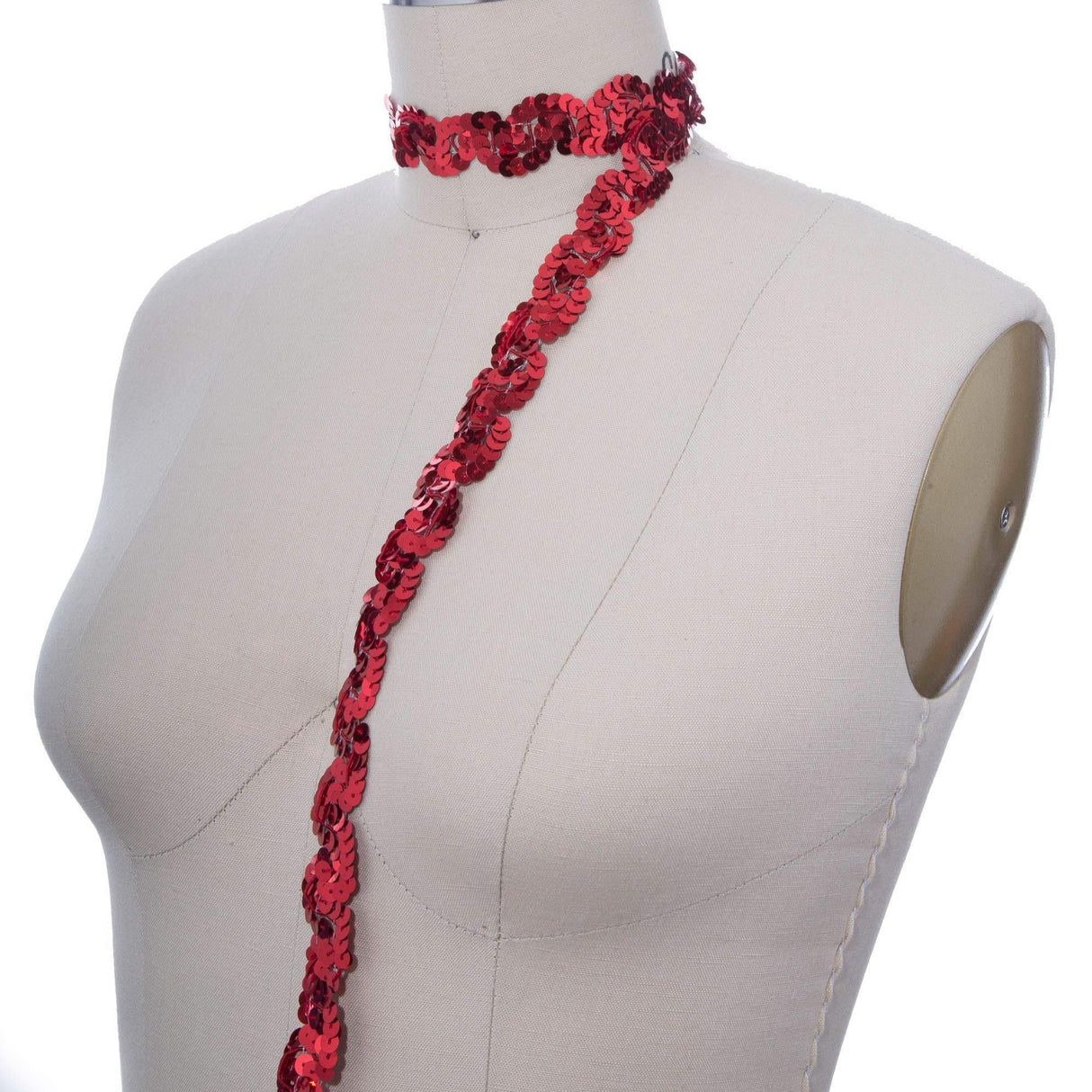 Sequin Trim Red Waved 2 Yards