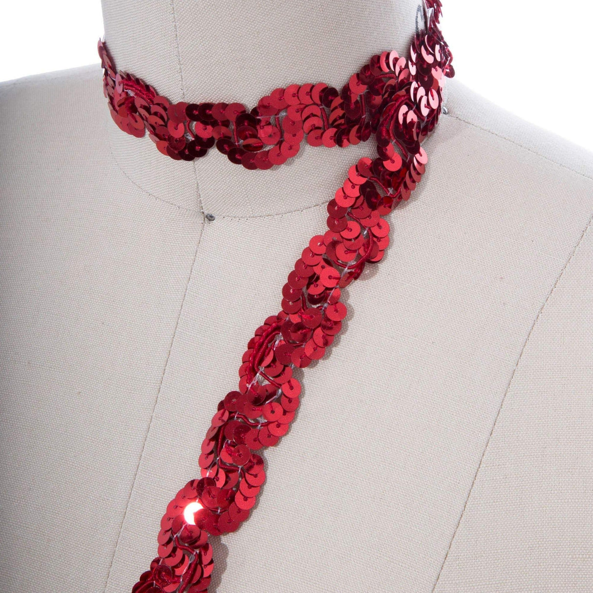 Sequin Trim Red Waved 2 Yards