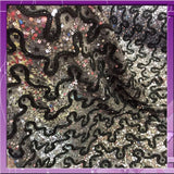 Beaded French Lace Fabric Silver Grey Black