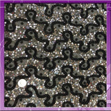 Beaded French Lace Fabric Silver Grey Black